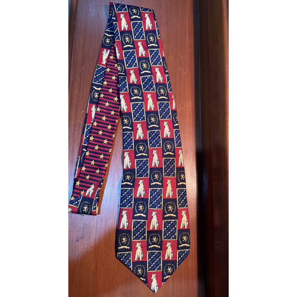 TOMMY HILFIGER Neck Tie   Dog w/ Logo and Stars 100% Silk Tie